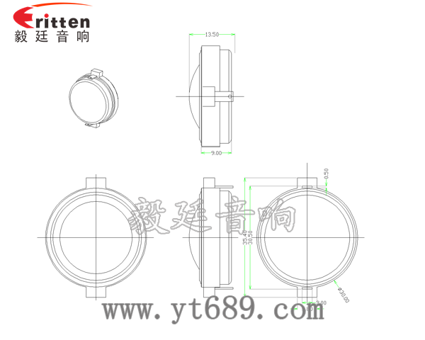 30mm 4Ω15w 高音喇叭成品图