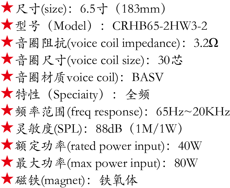 6.5寸30芯40W全频喇叭